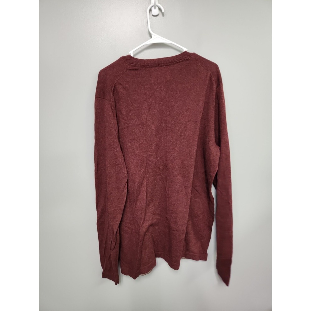 Eddie Bauer Mens V- Neck Burgundy Cotton Merino Sweater size Tall Large EUC - Picture 3 of 8